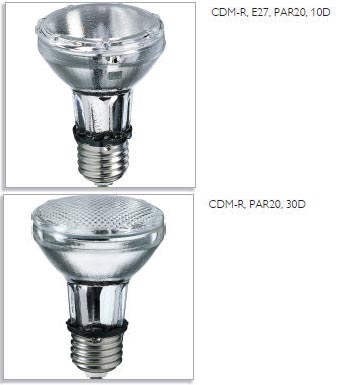 De bovenste CDM-R PAR 20 is de SPOT de onderste de FLOOD De bovenste CDM-R PAR 20 is de SPOT de onderste de FLOOD